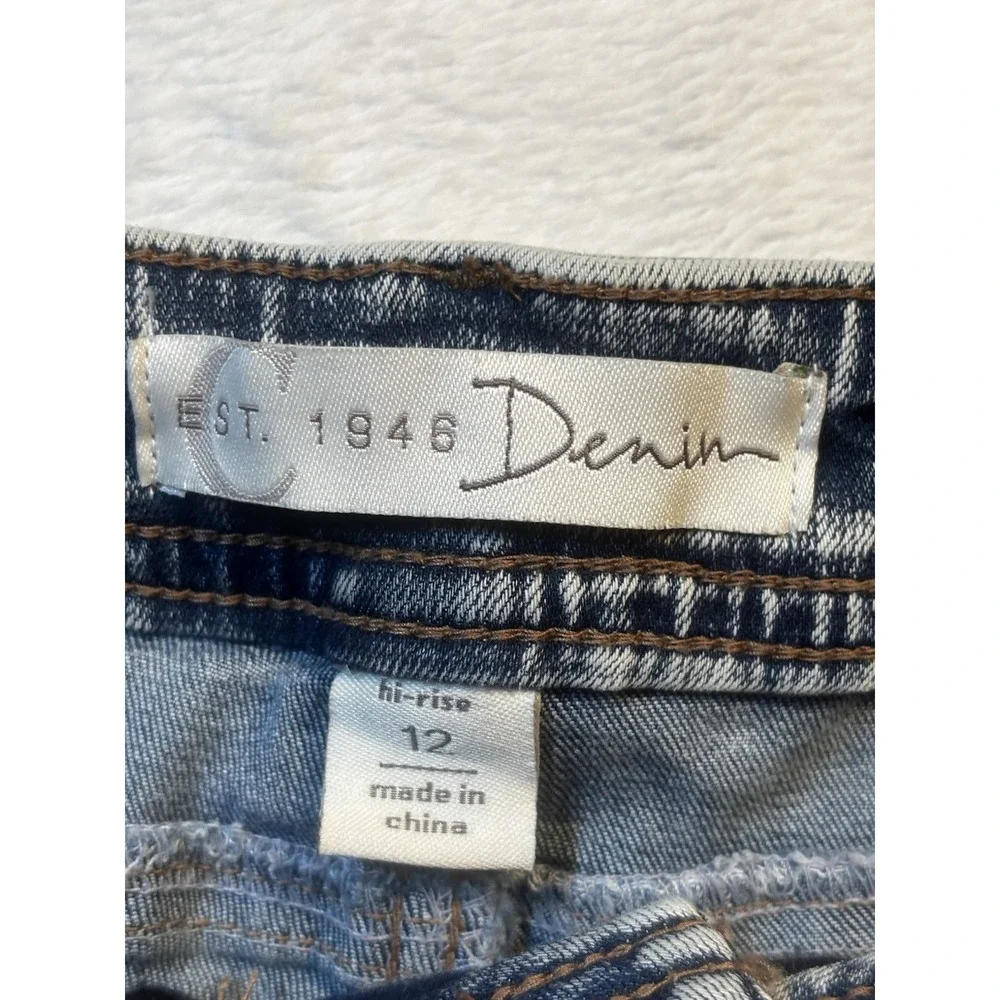 EST 1946 Denim Jeans Womens Size 12 Stonewash‎ Hi Rise Casual Distressed